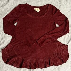 Saturday Sunday By Anthropologie Women’s Sweater Size XS Maroon Waffle Knit
